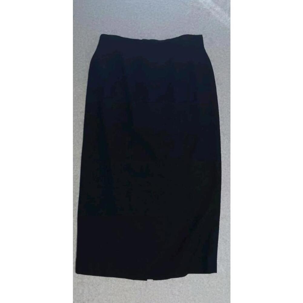 Jones New York 100% Wool Pencil Maxi Skirt Womens Size 12 Black Zip Up Back Slit